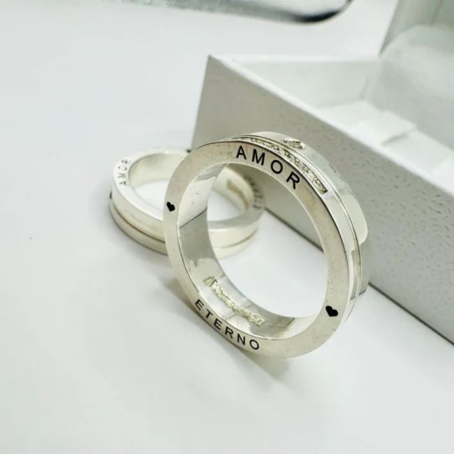 Par de Alianças em Prata 950 – 5 mm | Gravação a Laser ✨