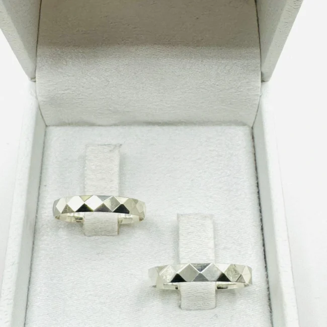 Par de Alianças em Prata 950 3.0mm Coleção Diamantadeira Sextavada 💎 (3)