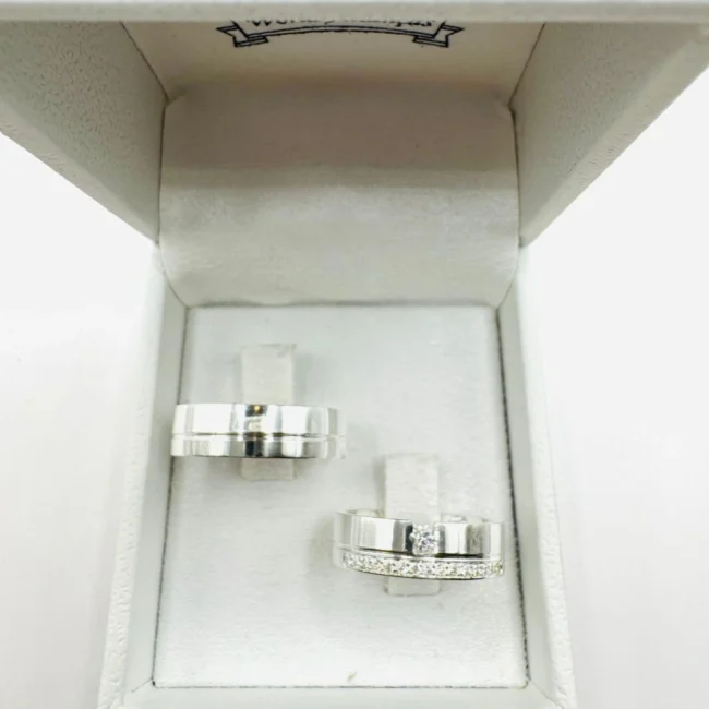 Par de Alianças em Prata 950 6.0mm Modelo com Zircônias 💍 (3)
