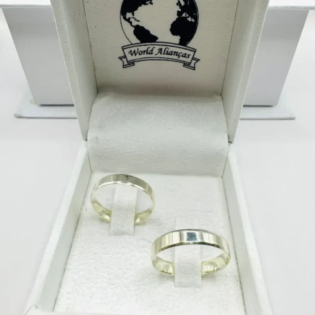Par de Alianças em Prata 950 – 5 mm | Modelo Chanfrado 💍