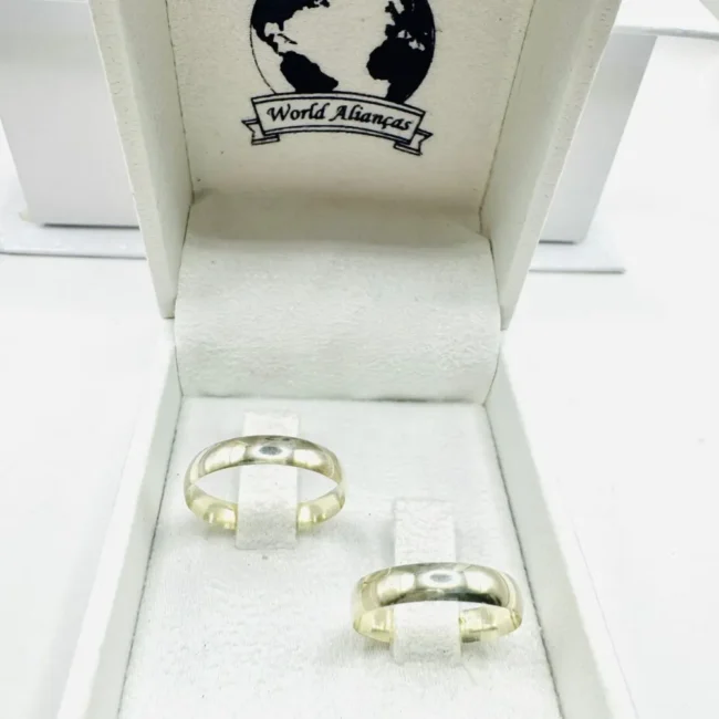 Par de Alianças em Prata 950 – 5 mm | Modelo Meia Cana 💍